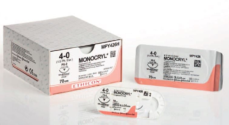 Sutur Ethicon Monocryl 4-0 ofärgad PS-2 36st