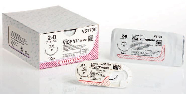 Sutur Ethicon Vicryl Rapide 4-0 ofärgad J-1 36st