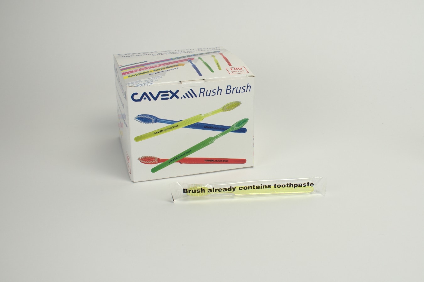 Cavex Rush Brush Engångstandborste med tandkräm 100st