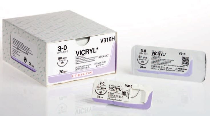 Sutur Ethicon Vicryl 3-0/2 ofärgad 36st