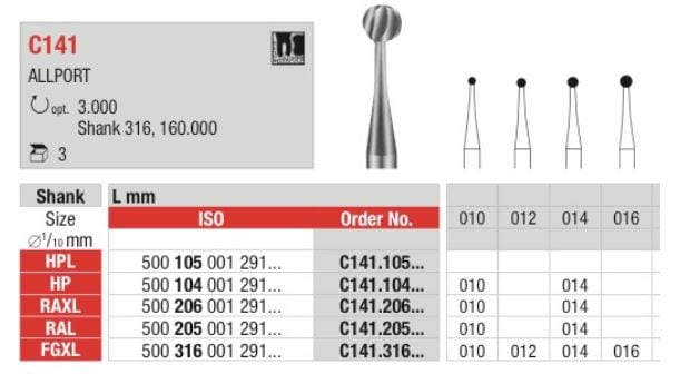 FG Kirurgiborr C141 316 016  XL 3st