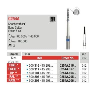 FG Kirurgiborr C254A 316 012 XL 3st