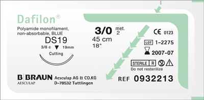 Sutur Dafilon 4/0 DSMP16 ofärgad 45cm 36st