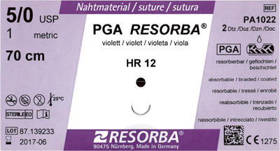 Sutur Resorba PGA 5/0 violett DS18 24st