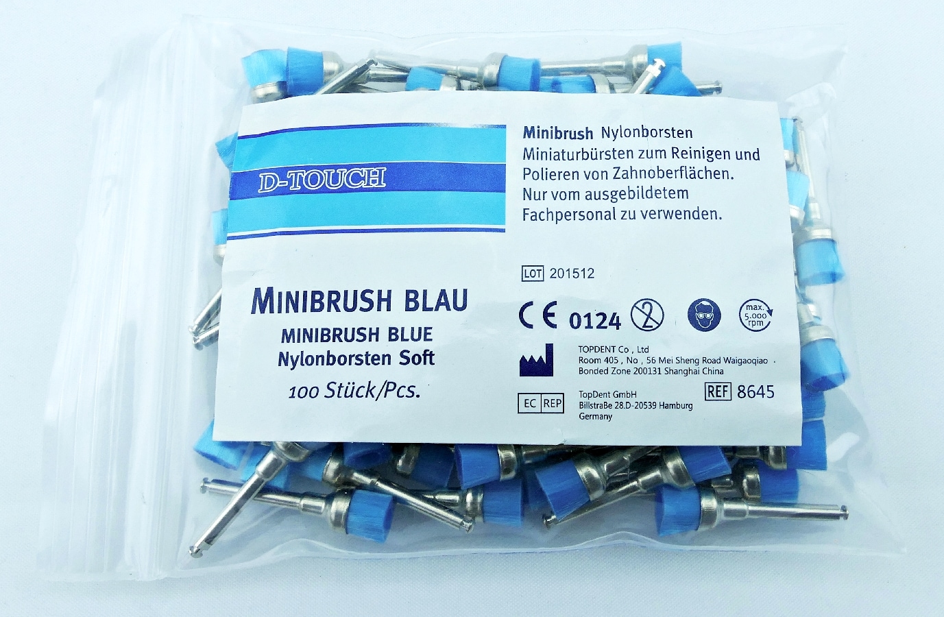 Vst Mini-ZR-Borste D-Touch Blå 100st