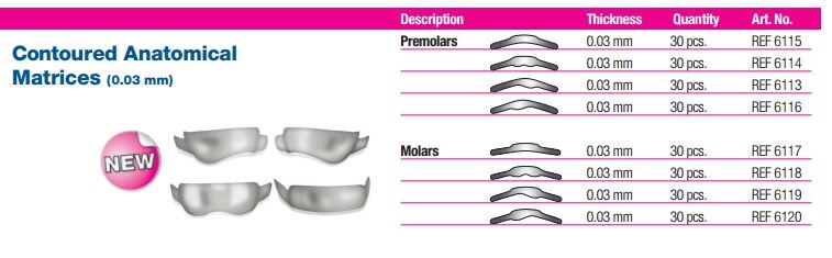 Matrisband Anatomical 0,03mm Molar enkel hö 30st