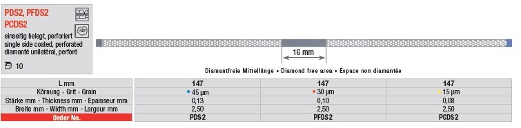 Diamantstrips perforerad 2,5mm ES röd 30µm 10st