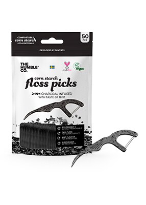 Humble Floss Picks Charcoal 50st
