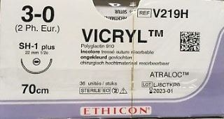 Sutur Ethicon Vicryl 3-0 ofärgad SH-1 36st