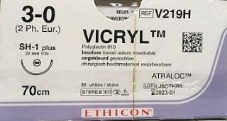 Sutur Ethicon Vicryl 3-0 ofärgad SH-1 36st