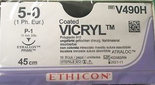 Sutur Ethicon Vicryl 5-0 ofärgad P-1 36st