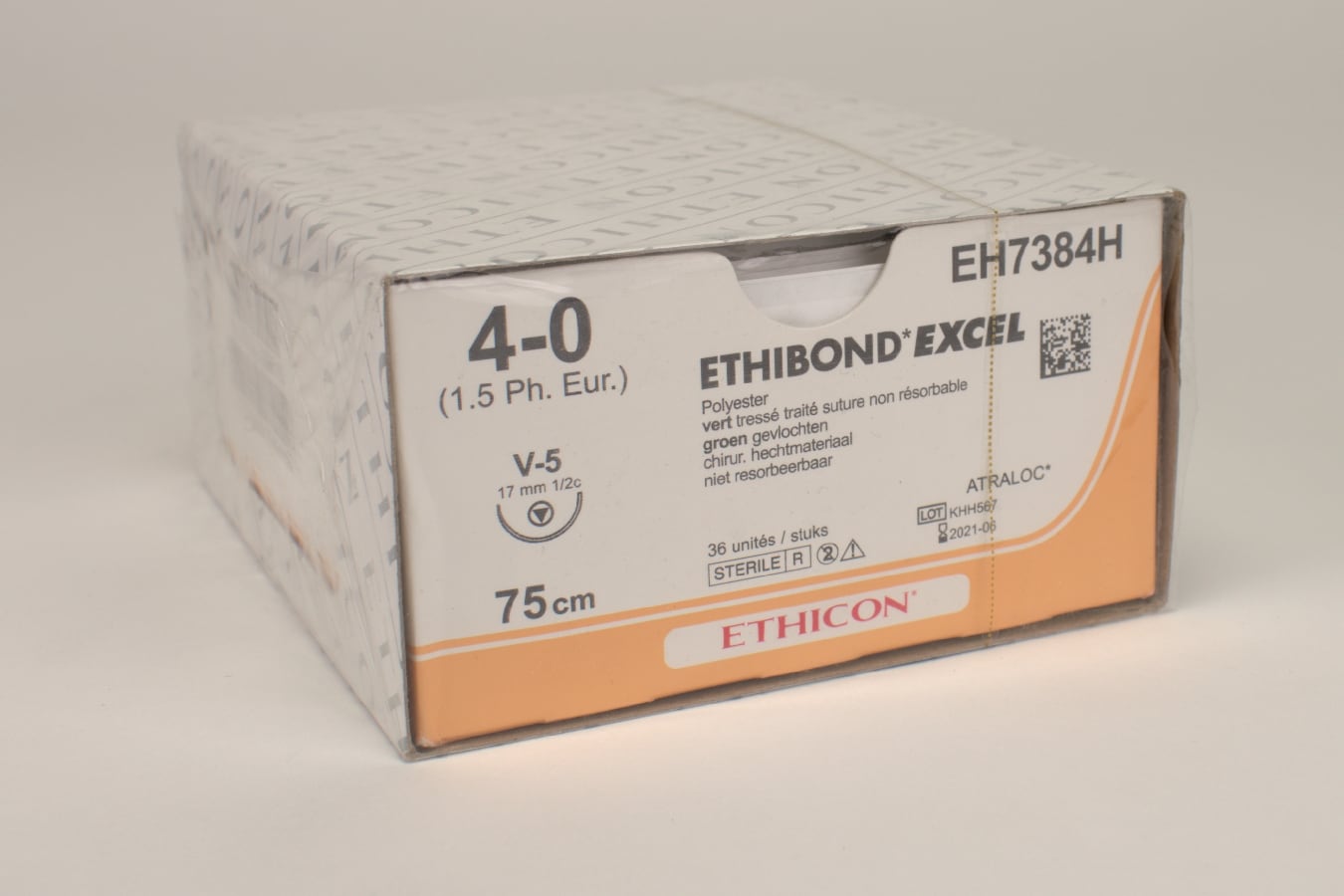 Sutur Ethicon Ethibond Excel 4-0 grön nål V5 36st