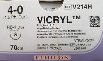 Sutur Ethicon Vicryl 4-0 ofärgad RB-1 36st