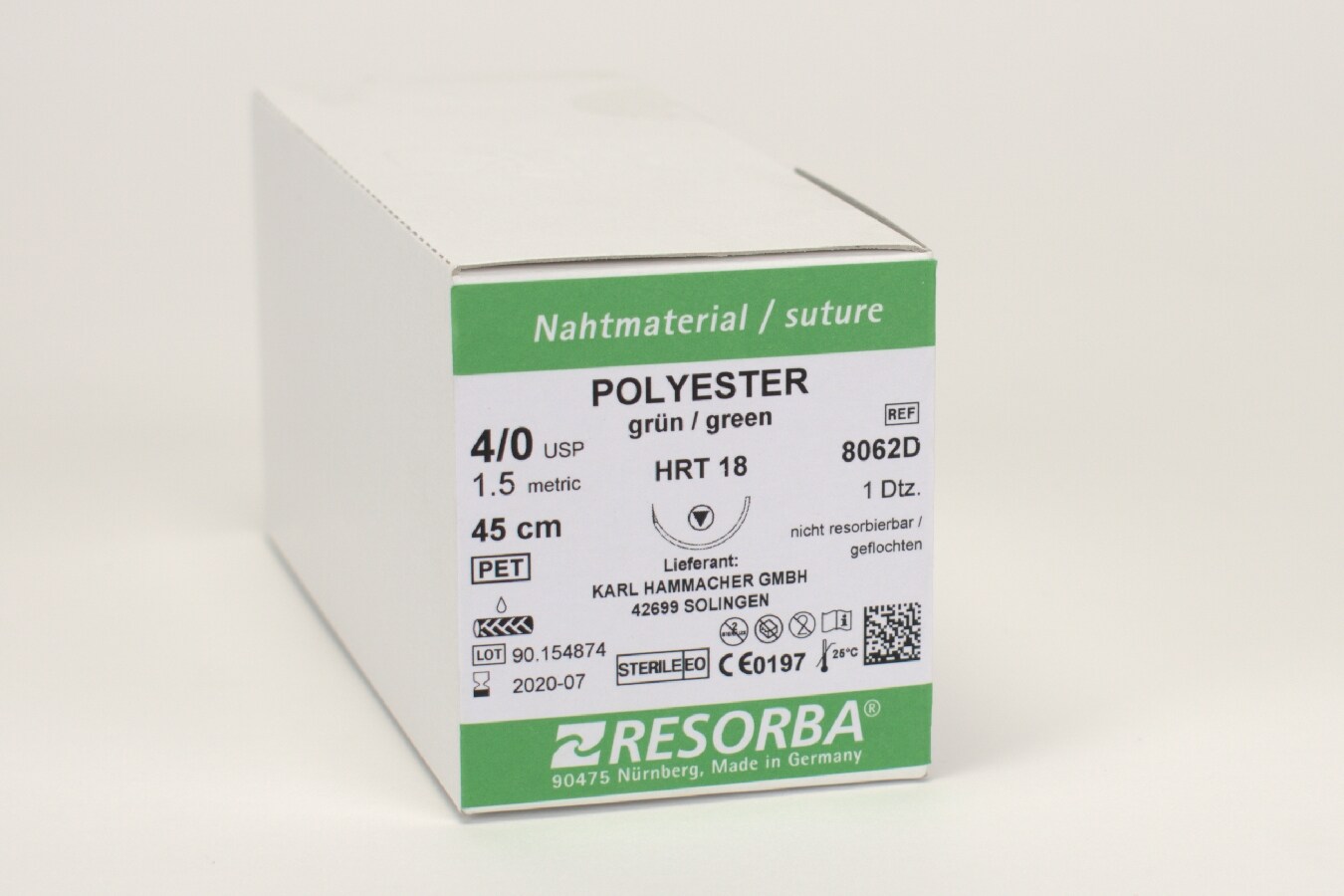 Sutur Resorba Polyester 4/0 HRT18 12st