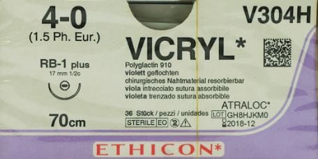 Sutur Ethicon Vicryl 4-0 violett RB-1 36st