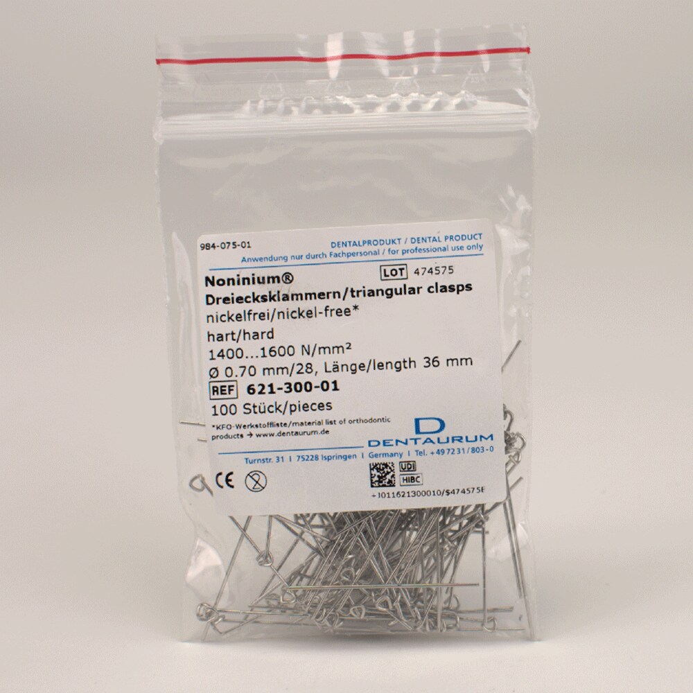 Noninium triangular clasp/klammer 100st