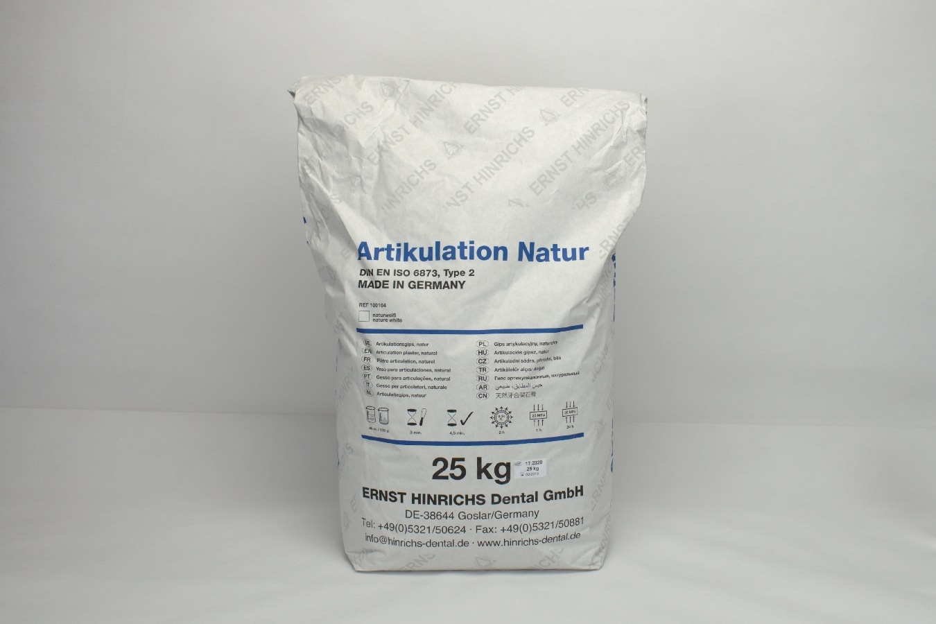 Artikulationsgips naturvit 25kg säck