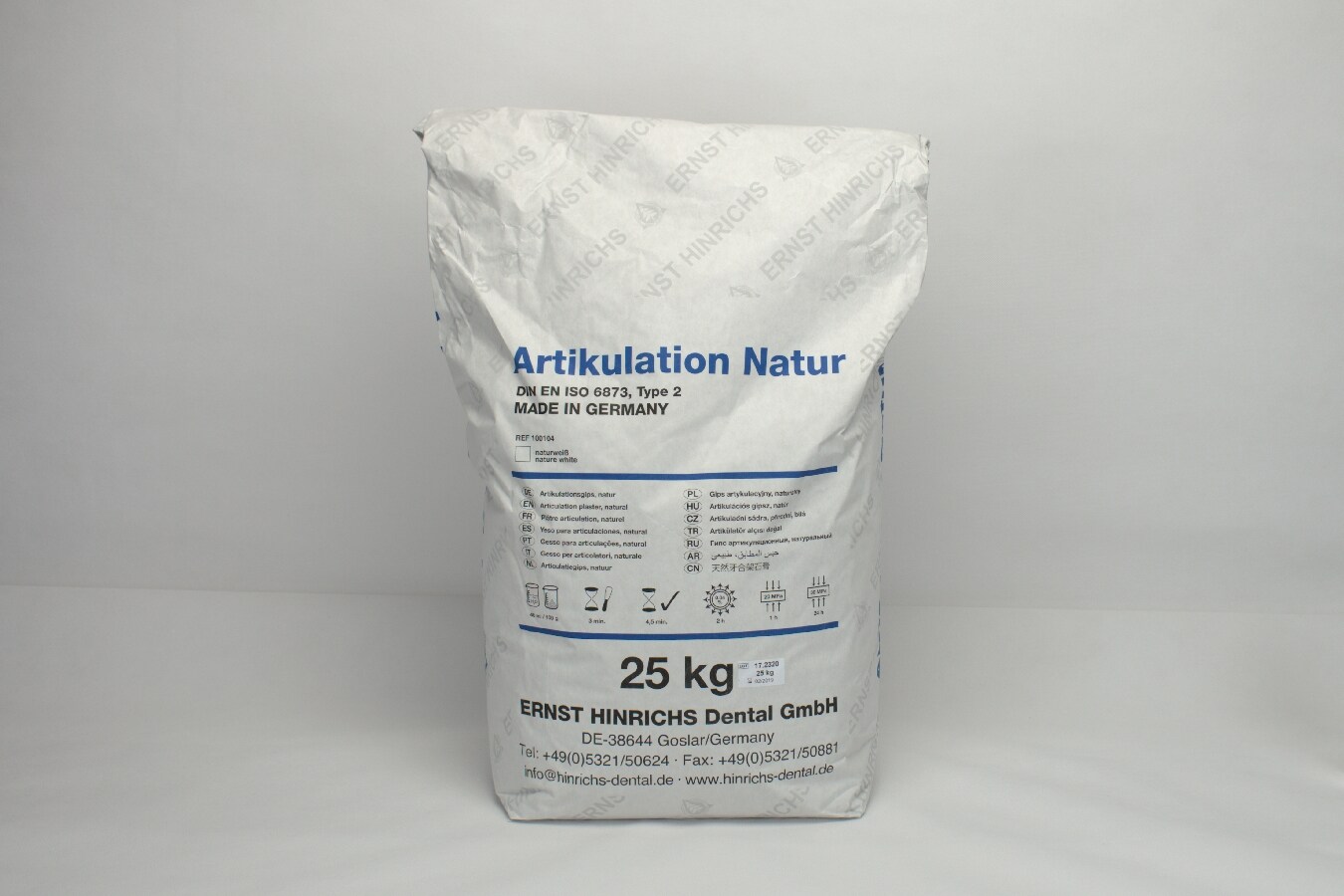 Artikulationsgips naturvit 25kg säck