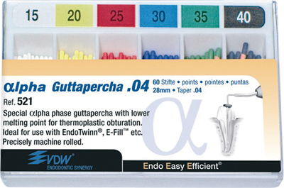 Alpha Guttaperka Taper 04 15 vit 60st