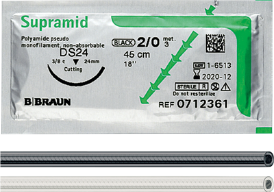 Sutur Supramid KF 2/0 svart 5x45cm 36st