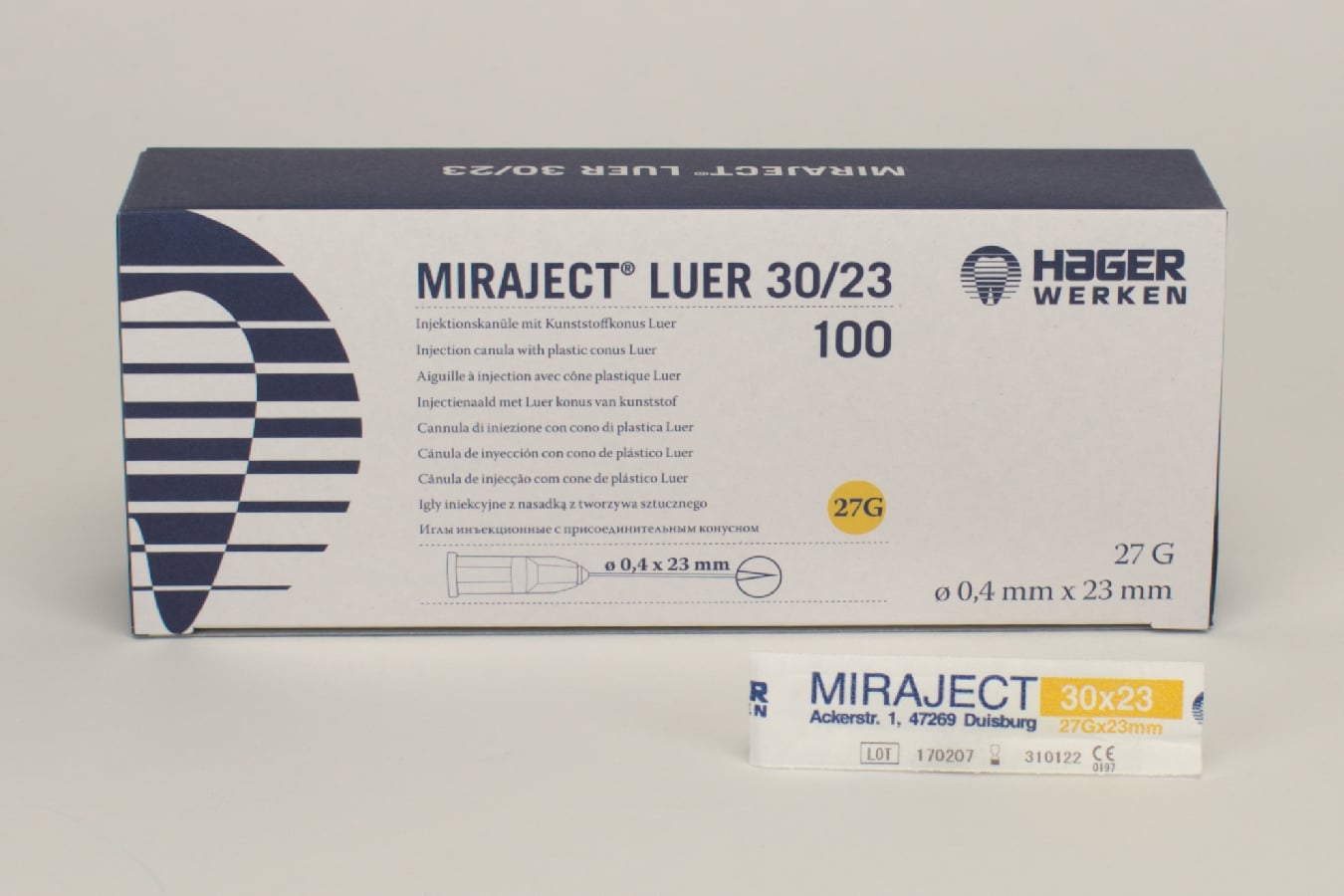Injektionskanyl Miraject Luer 0,4x23mm 27G 100st