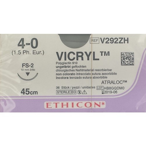 Sutur Ethicon Vicryl 4-0 ofärgad FS-2 36st