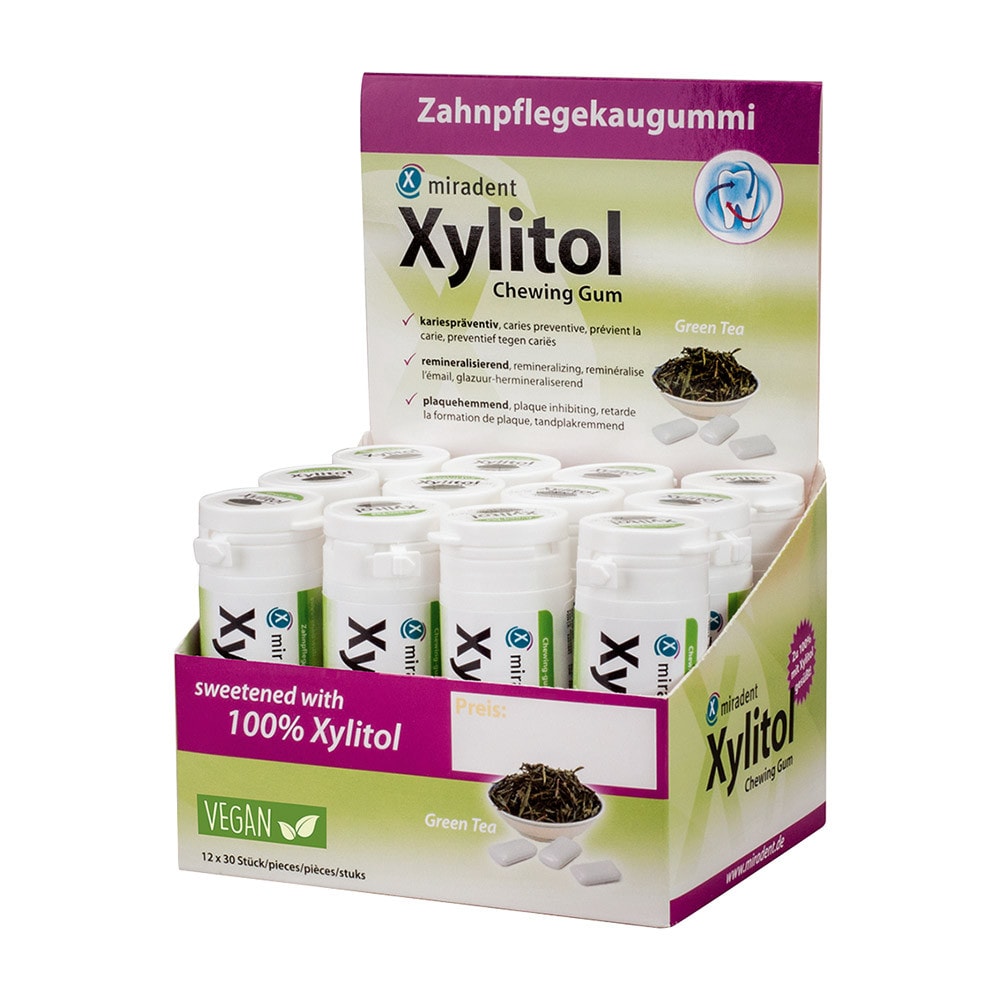 Miradent Xylitol Gum Green Tea 12x30st - Dentalringen