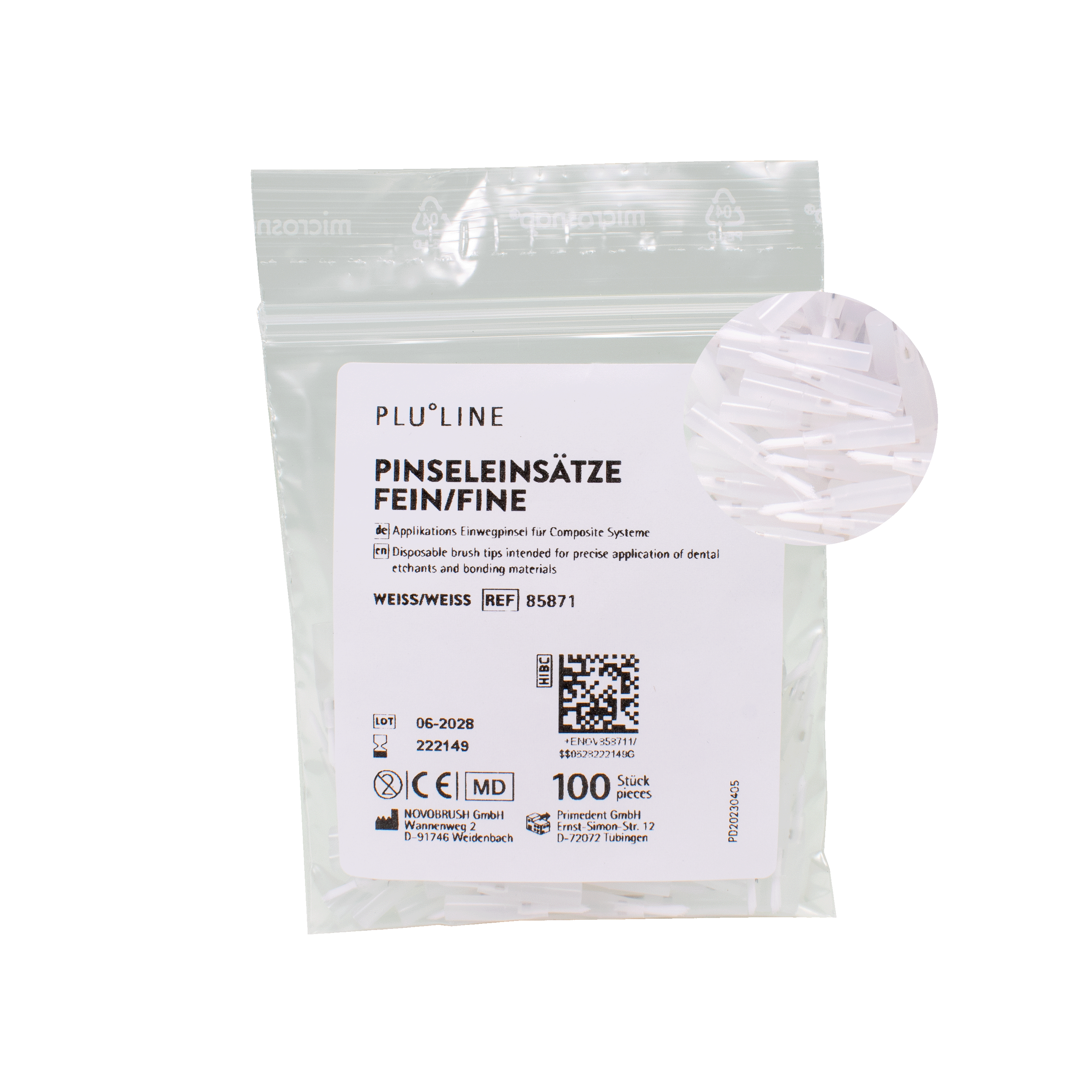 Penselspets PluLine Vit/Vit Fin 100st