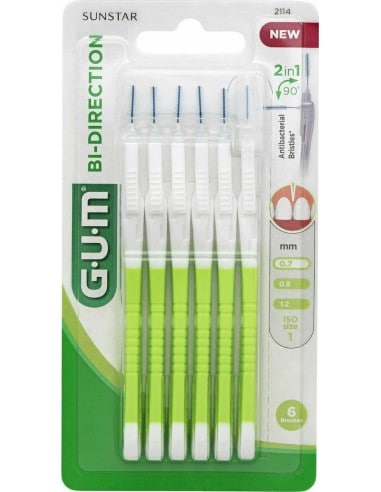 GUM Bi-Direction Mellanrumsborste 0,7mm grön, 6st