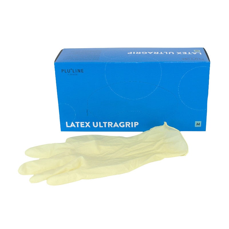 Handske Latex Ultragrip M Pluline PF 100st