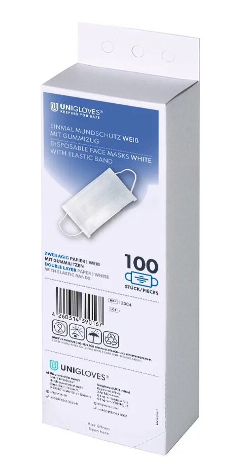 Munskydd 2-lagers vit 100st