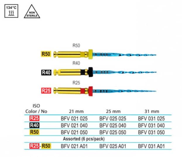 Niti V blue Reciproc rotary file 25mm R25 Röd 6st
