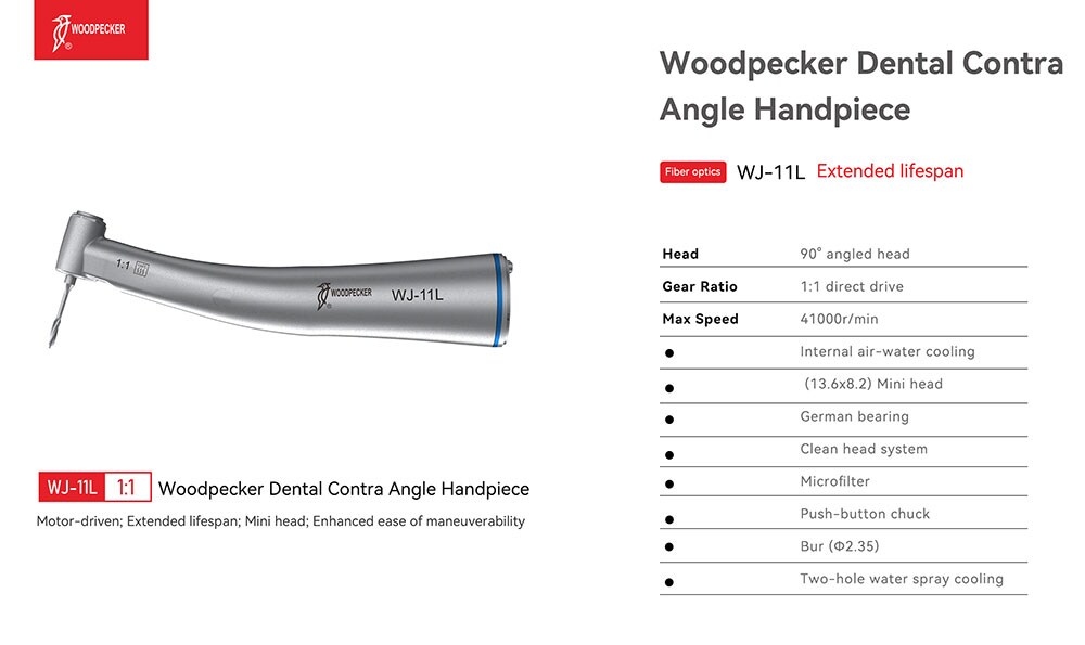 Woodpecker Vinkelstycke röd LED 1:5